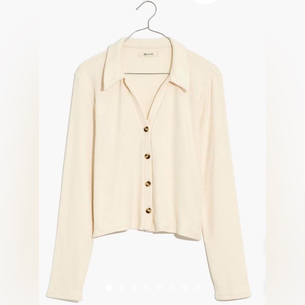 Madewell Ribbed Cream Polo NWT